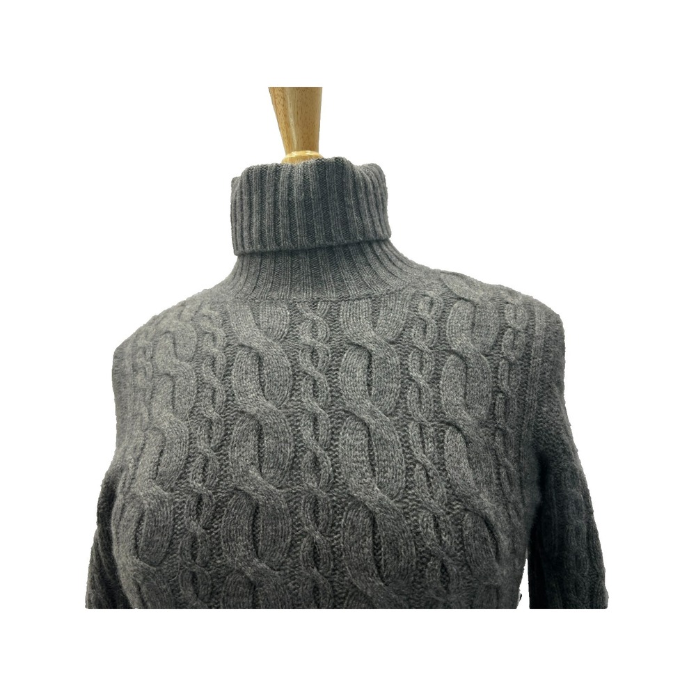 Autumn Cashmere Cable Knit Sweater Gray Pullover Turtleneck Long Sleeve SZ M - Picture 4 of 5